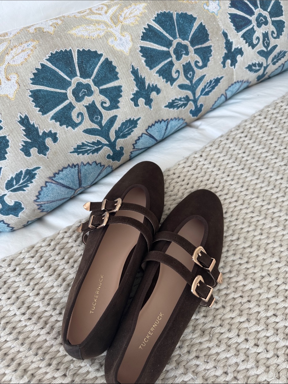 Tuckernuck Chocolate Suede Buckle Nina Flats